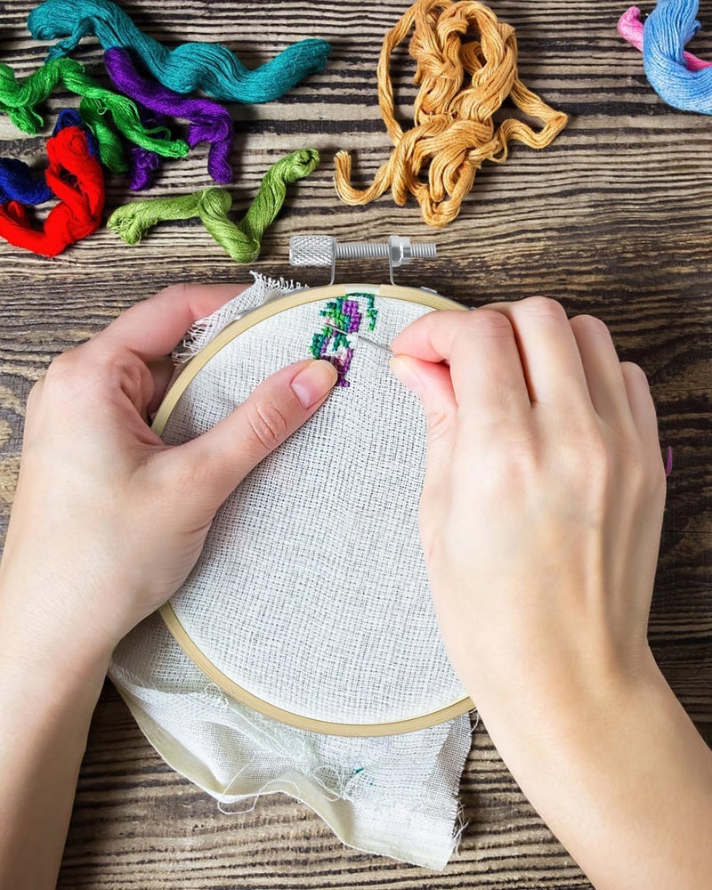 TINDTOP 16 Pieces 6 Inch Embroidery Hoops, Bamboo Frame Circle Cross Stitch Hoop Ring Embroidery Hoops Set for Embroidery and Cross Stitch - Image 4